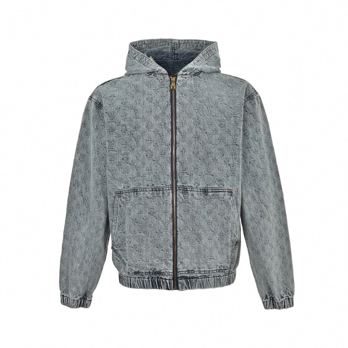 Monogram Jacquard Denim Hoodie | Faded Blue