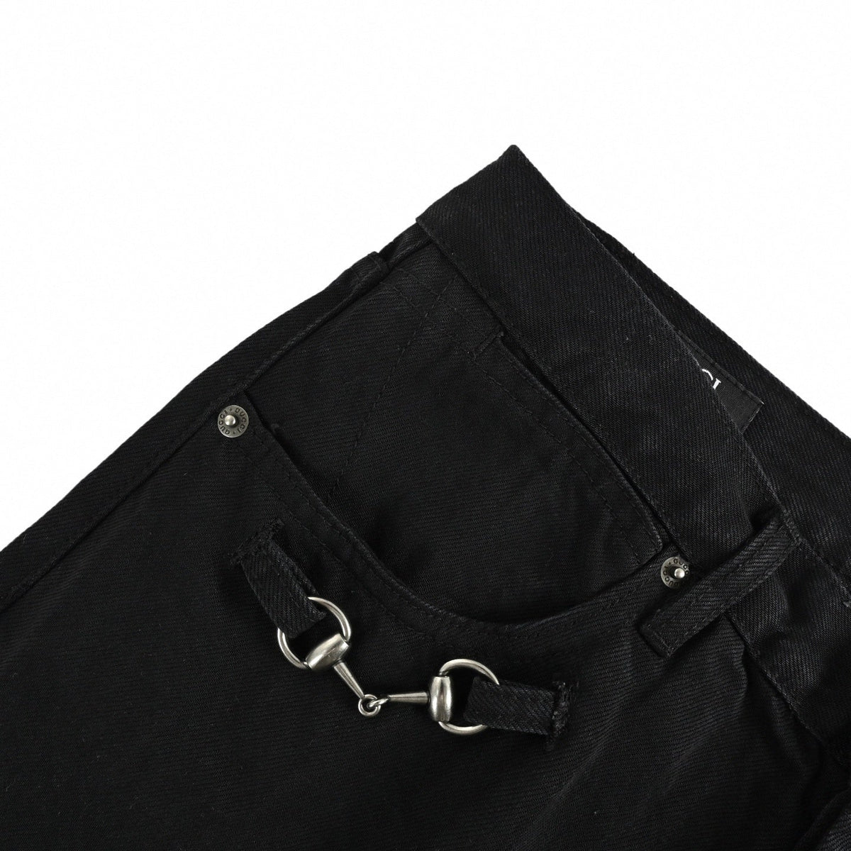 Horsebit Detail Jeans - Black
