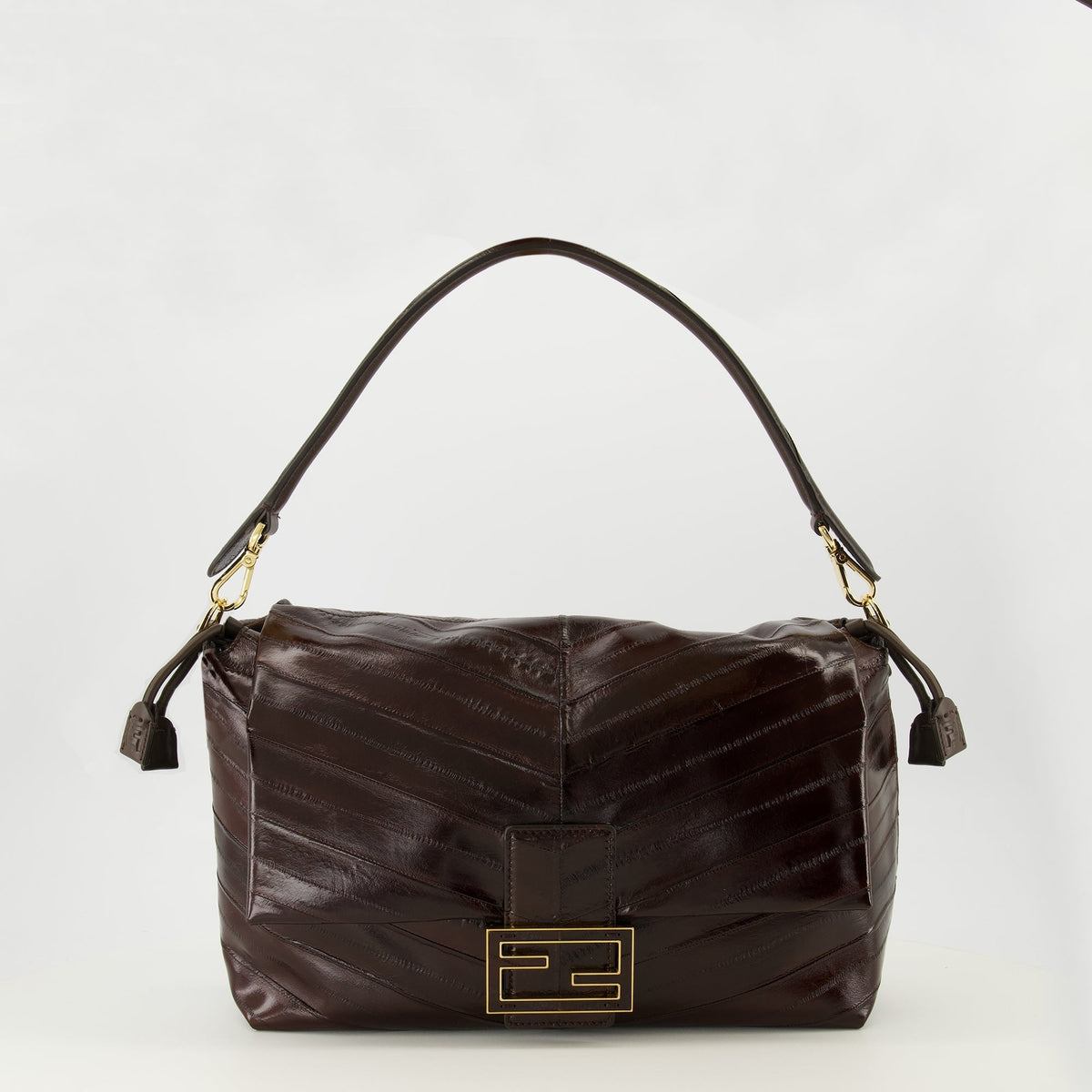 Brown Leather Mamma Baguette Bag