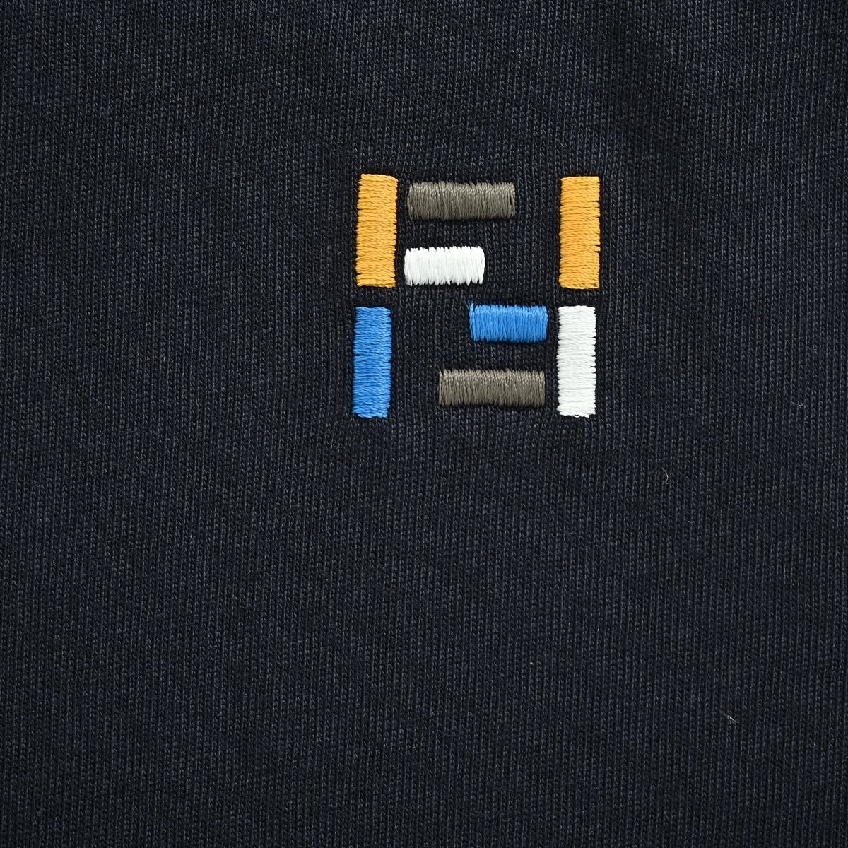 Striped Collar FF Logo T-Shirt | Dark Navy