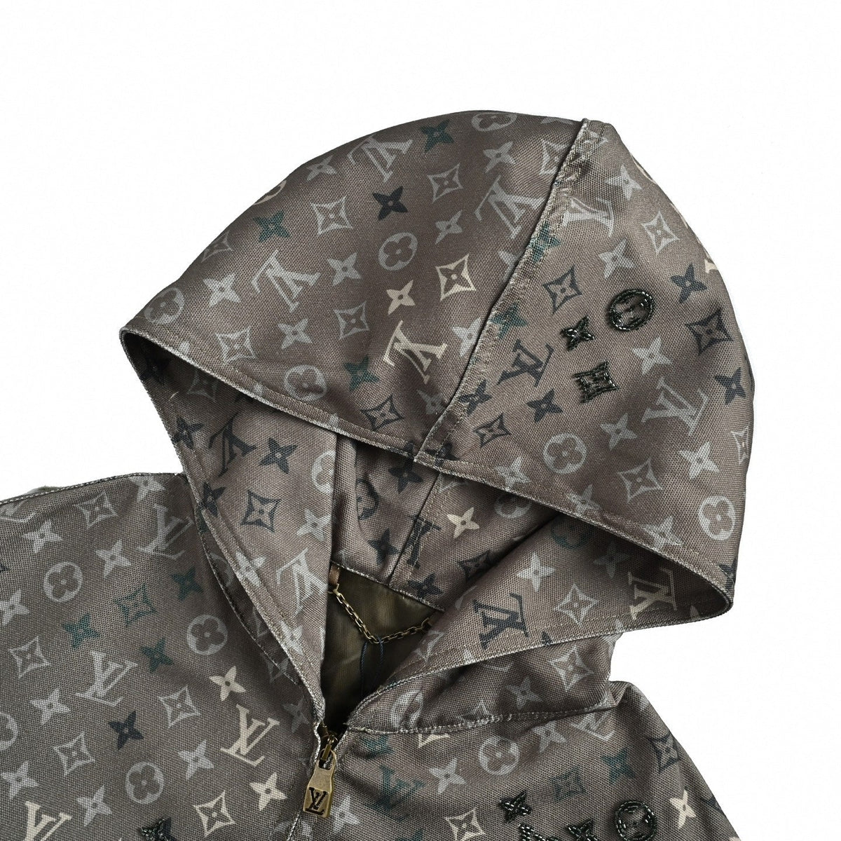 Beaded Monogram Canvas Hooded Jacket - Taupe/Grey