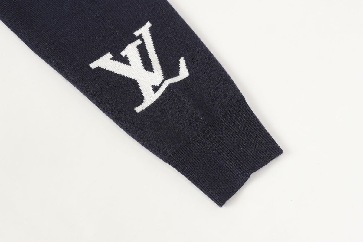 Scattered Monogram Intarsia Wool Crewneck | Navy