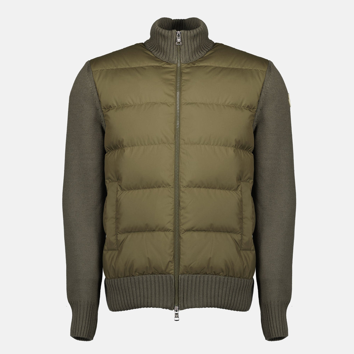 Zipped Khaki Wool Cardigan