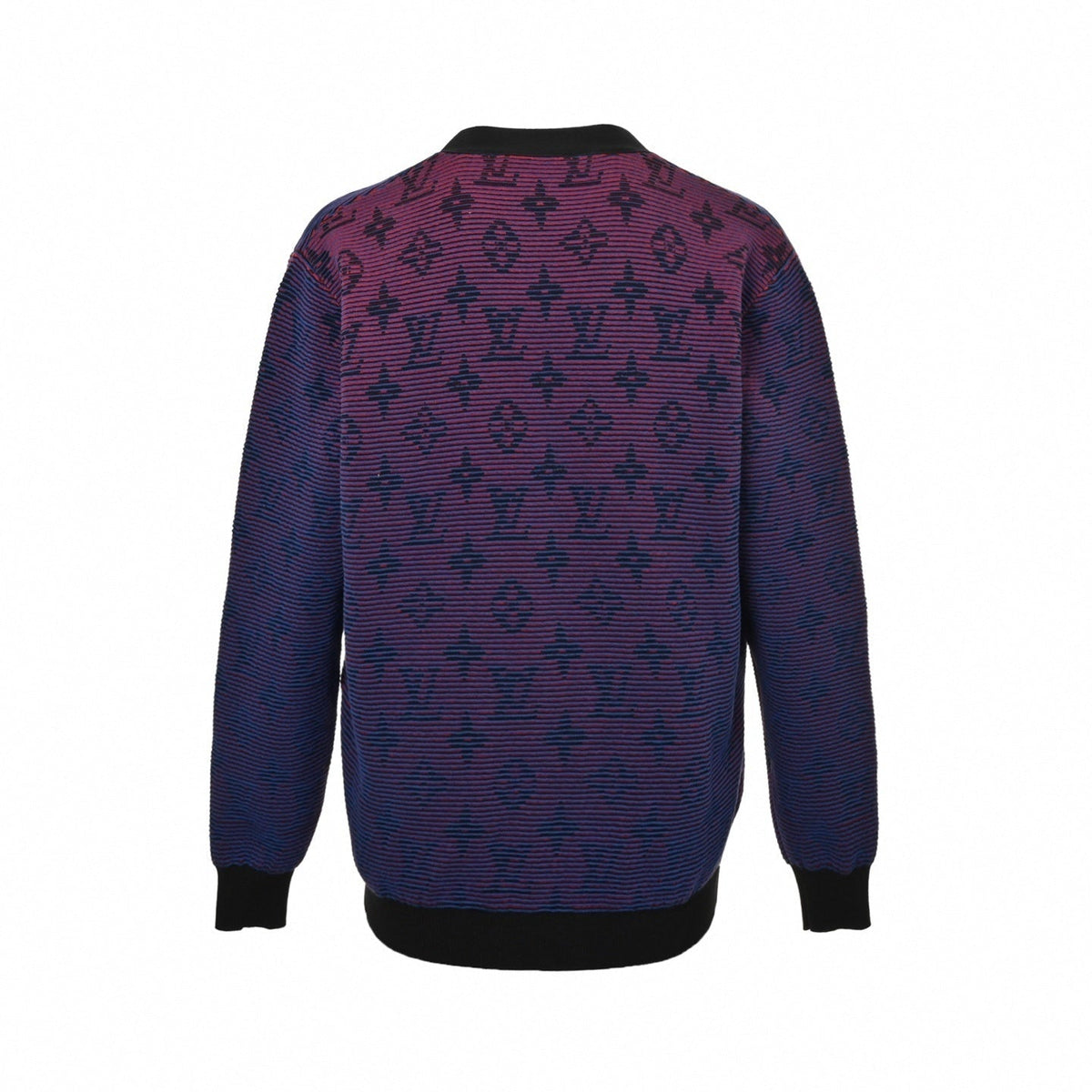 Gradient Monogram Ribbed Cardigan | Purple & Black