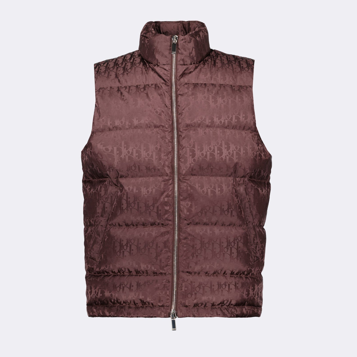Oblique sleeveless down jacket