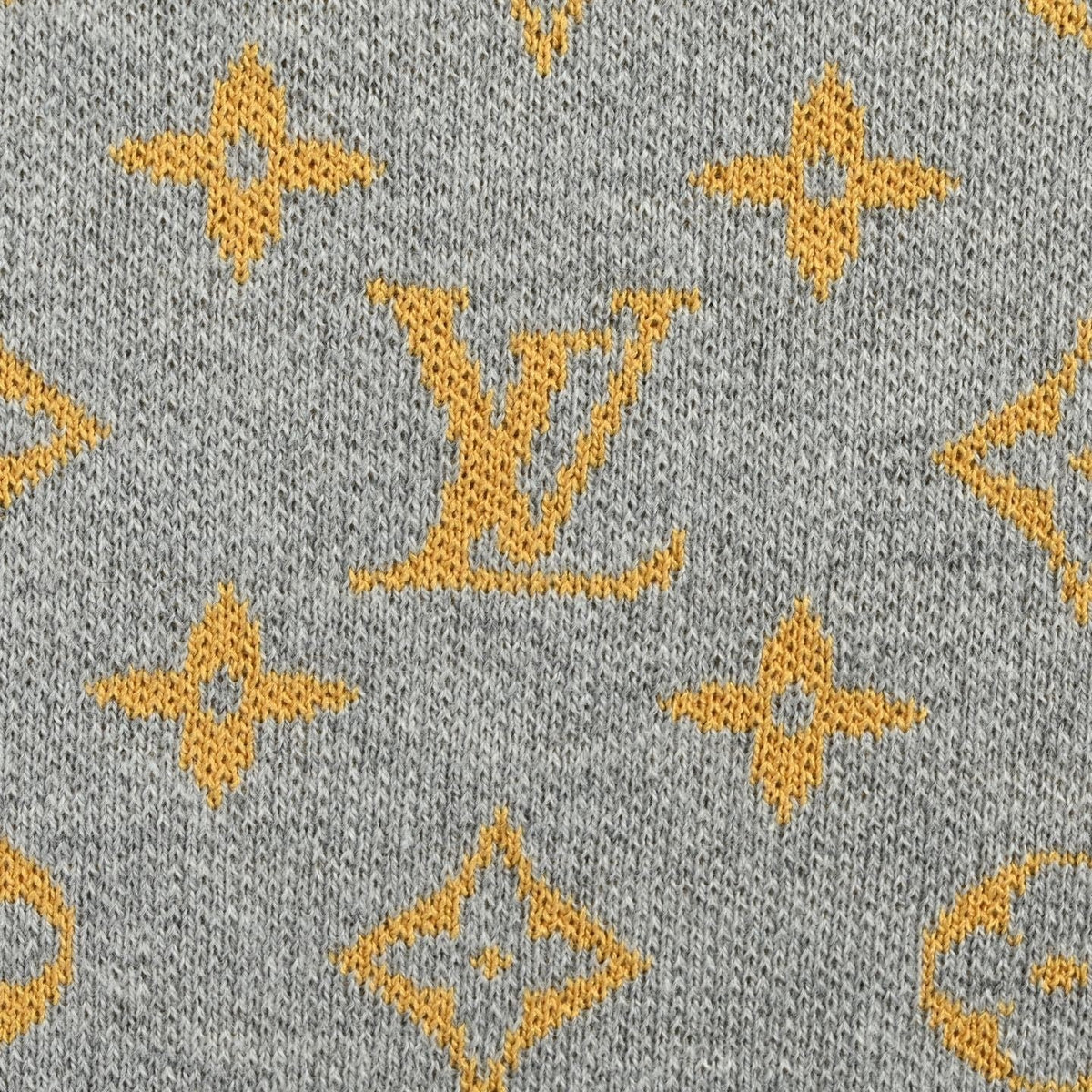 Monogram Jacquard Knit T-Shirt | Grey & Mustard