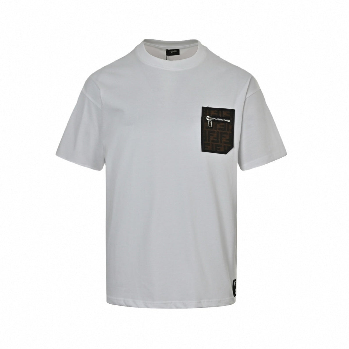 FF Monogram Zip Pocket Cotton T-Shirt