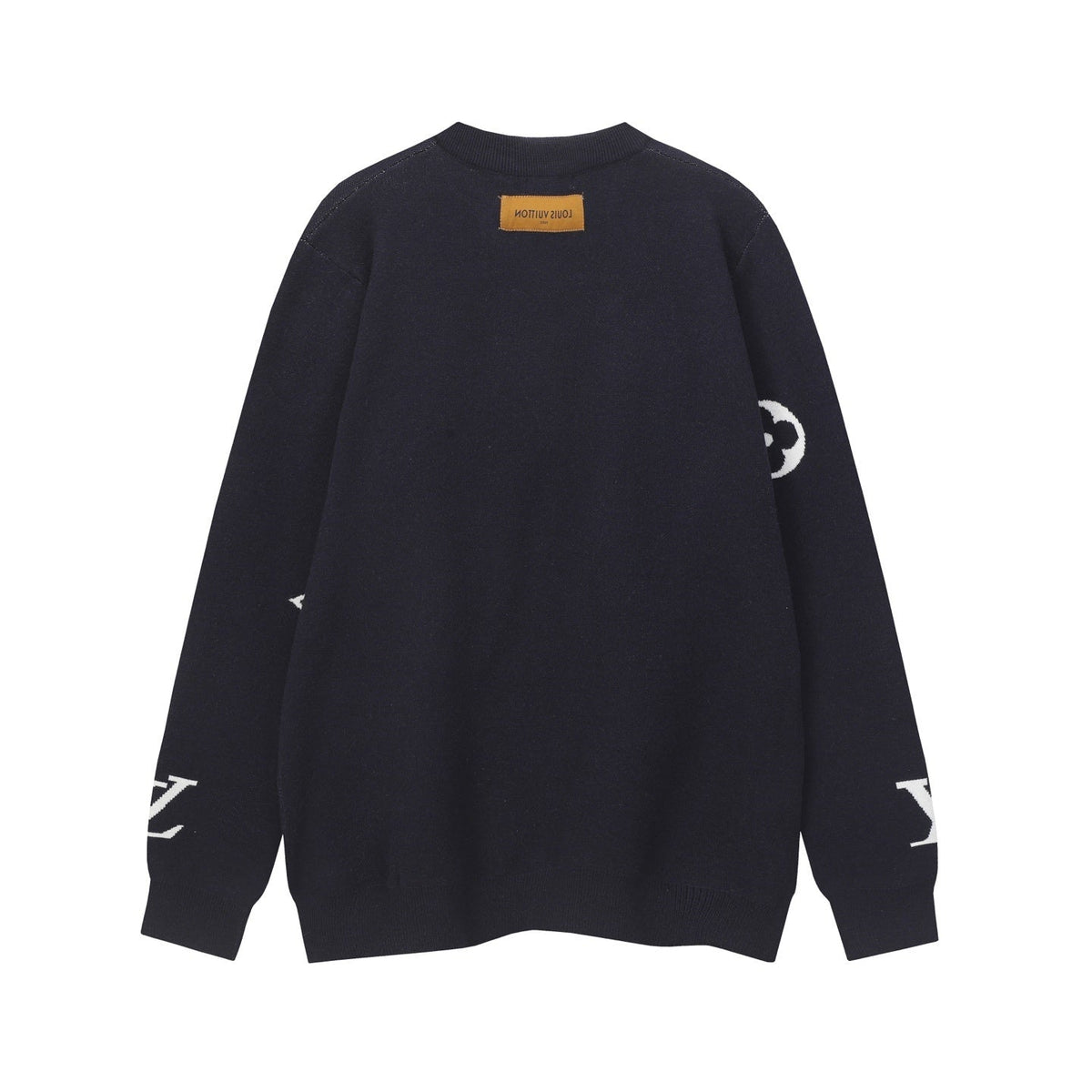 Scattered Monogram Intarsia Wool Crewneck | Navy