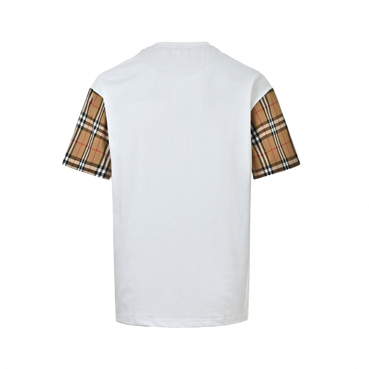Contrast Plaid Sleeve Tee - White