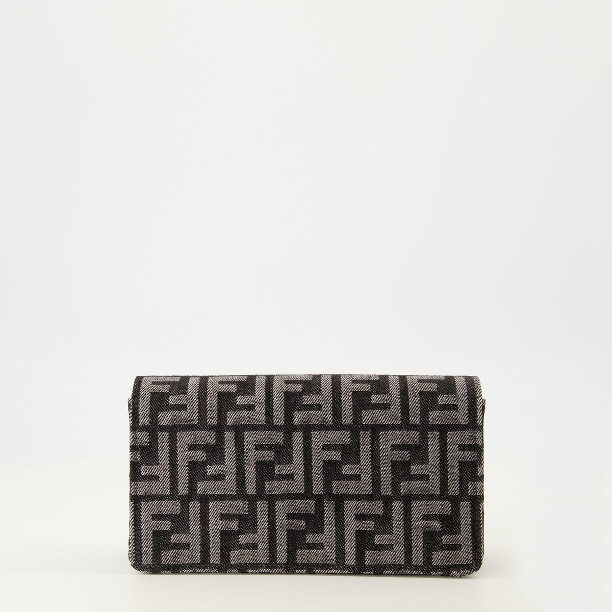 Gray FF Denim Chain Baguette Wallet