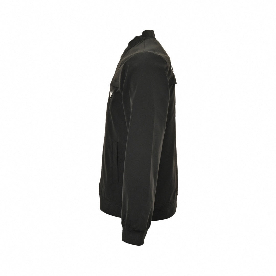 Studded Back Logo Nylon Bomber Jacket | Black