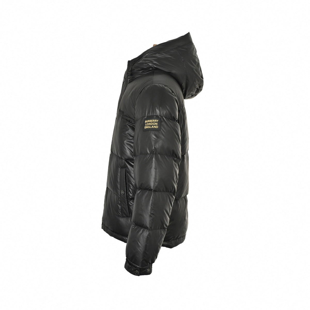 Check Lined Hooded Puffer | Black