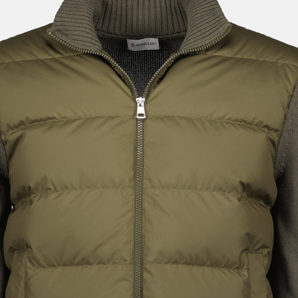 Zipped Khaki Wool Cardigan