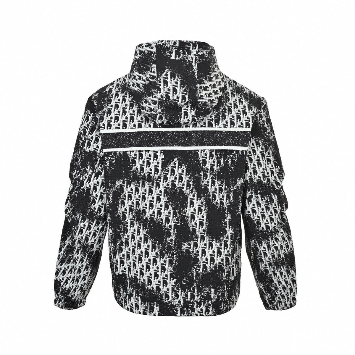 Painted Oblique Hooded Jacket | Black & White